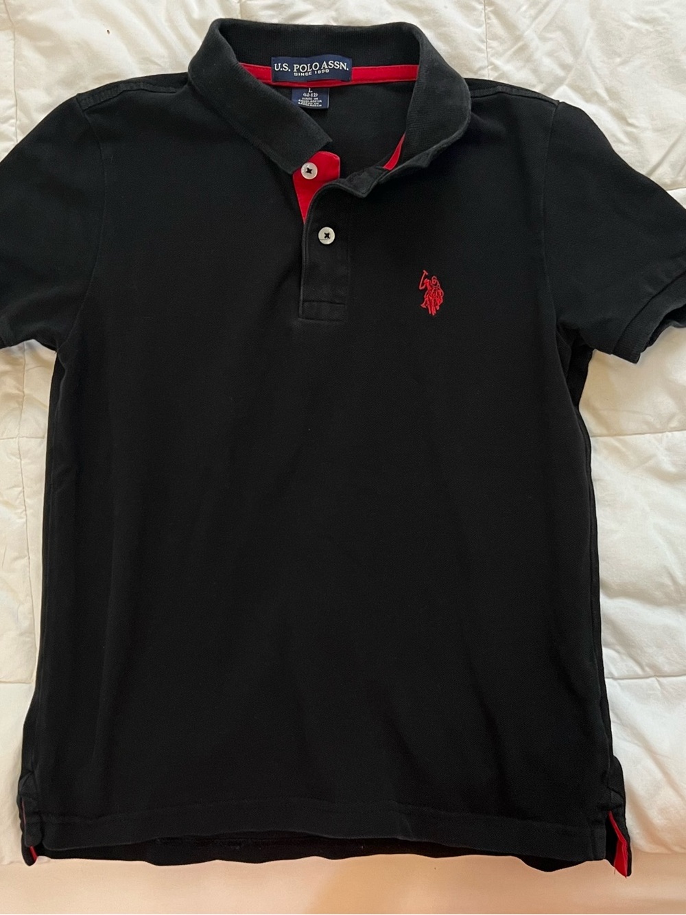 U.S. Polo Assn. Black Polo with Red Logo and Trim